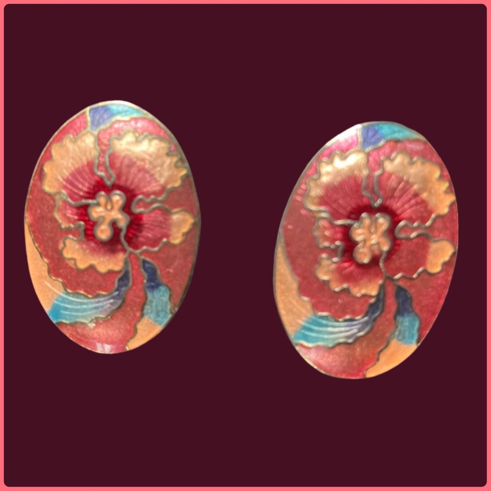 Floral Cloisonné Earrings